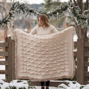 Woven Blanket Mockup for Canva or Photoshop | Throw Blanket Mockup |  | Jacquard Fringed | Digital Download