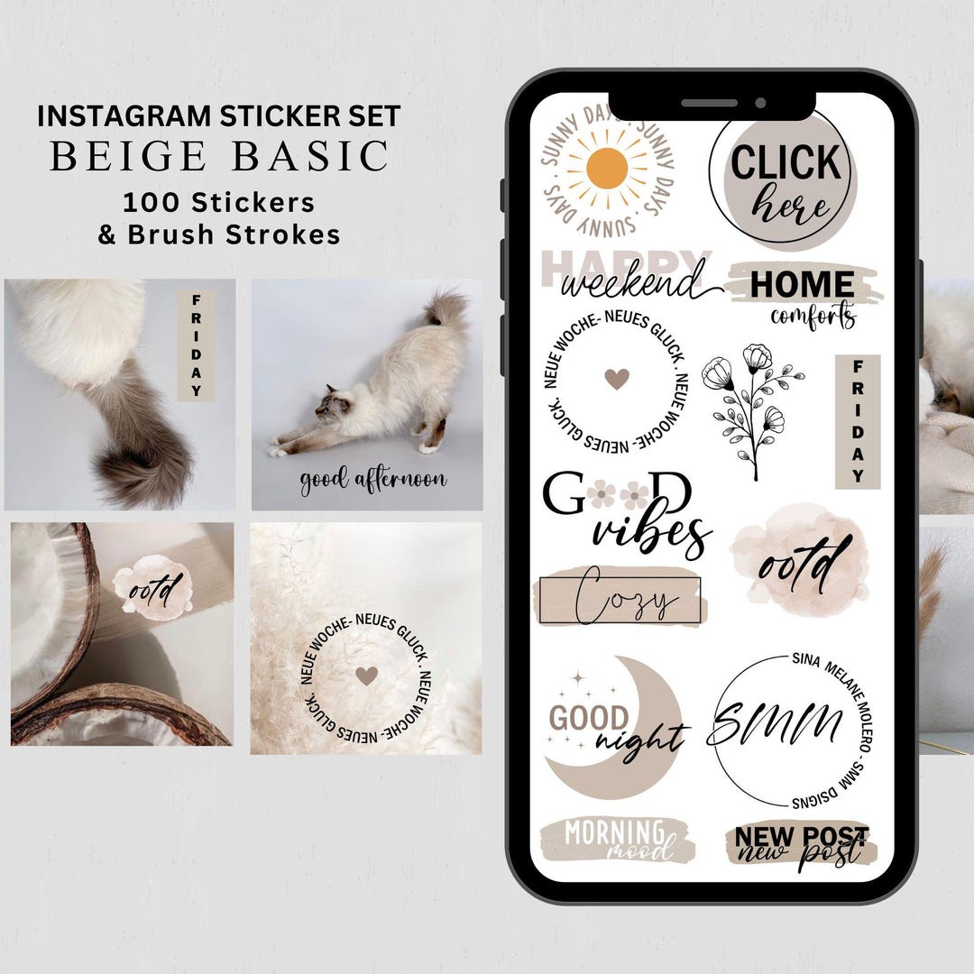 Aesthetic Instagram Story Stickers Beige Basics Svg, Everyday Story ...
