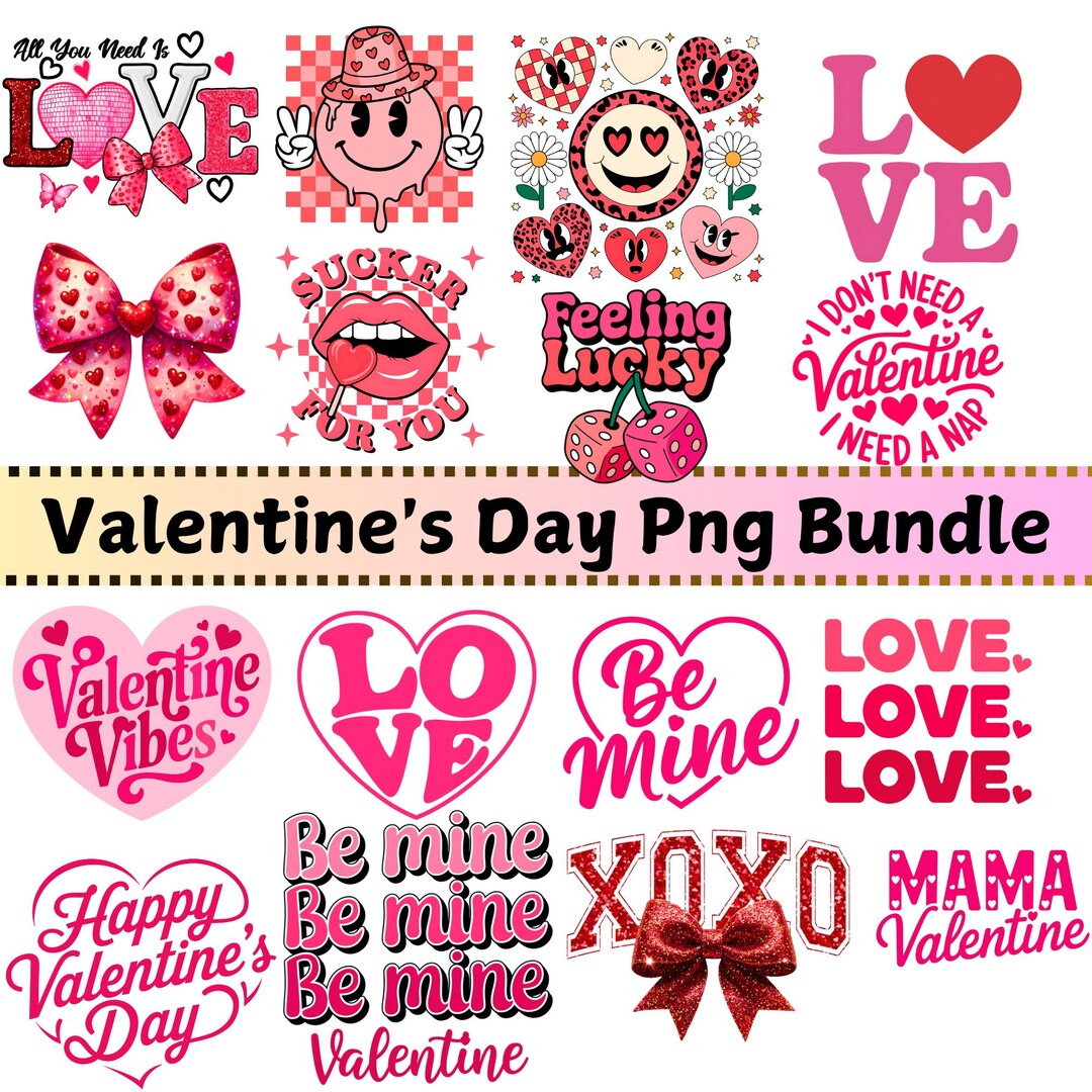 Valentine's Day Png Bundle | Valentine Png Bundle | Valentine's Day ...