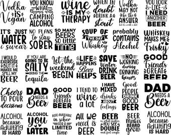 Alkohol Zitate SVG-Bundle - Lustiger Alkohol SVG-Wein-Svg-Untersetzer-Svg-Beer-Svg-Trinken-Svg-Whisky-Svg-Freche Zitate-Wodka Tequila