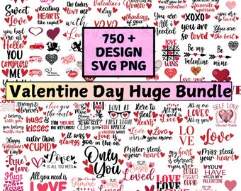 750+ Valentinstag SVG PNG Mega Bundle | Valentinstag Zitate | Liebe Xoxo Png Cricut & Silhouette | Glitzer Valentinstag Galentine Geschenk