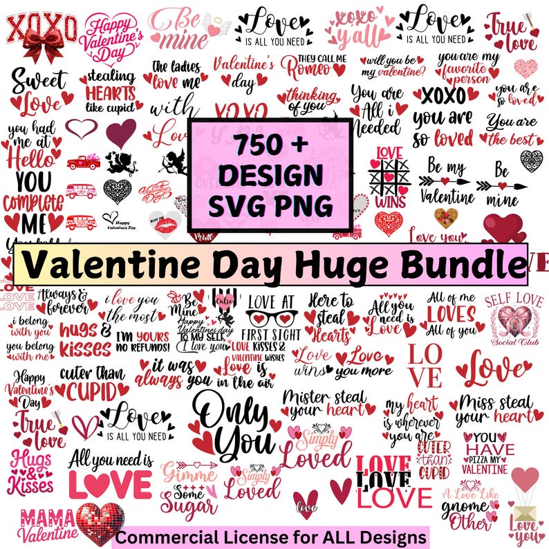 750+ Valentine's Day SVG PNG Mega Bundle | Valentine's Day Quotes ...