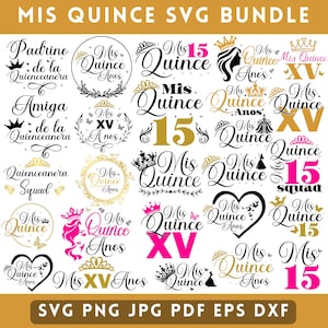 Mis Quince Svg Bundle | Mis Quince Squad Svg | Mis Quince Anos Png Svg | Birthday Family Svg | Latina Birthday | Spanish Latina Cumpleanos