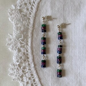 Multi colored earrings, Dangle earrings, Boho earrings, Stud earrings, Sterling silver, Handmade earrings, Gemstone earrings