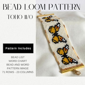 Toho 11/0, Bead Loom, Bracelet Pattern, 23 Columns, Butterfly Loom Pattern, Monarch Butterfly Bracelet Bead Pattern