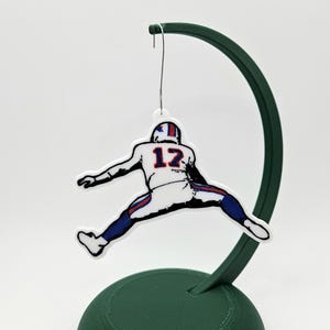 Josh Allen Hurdling Buffalo Bills Christmas ornament