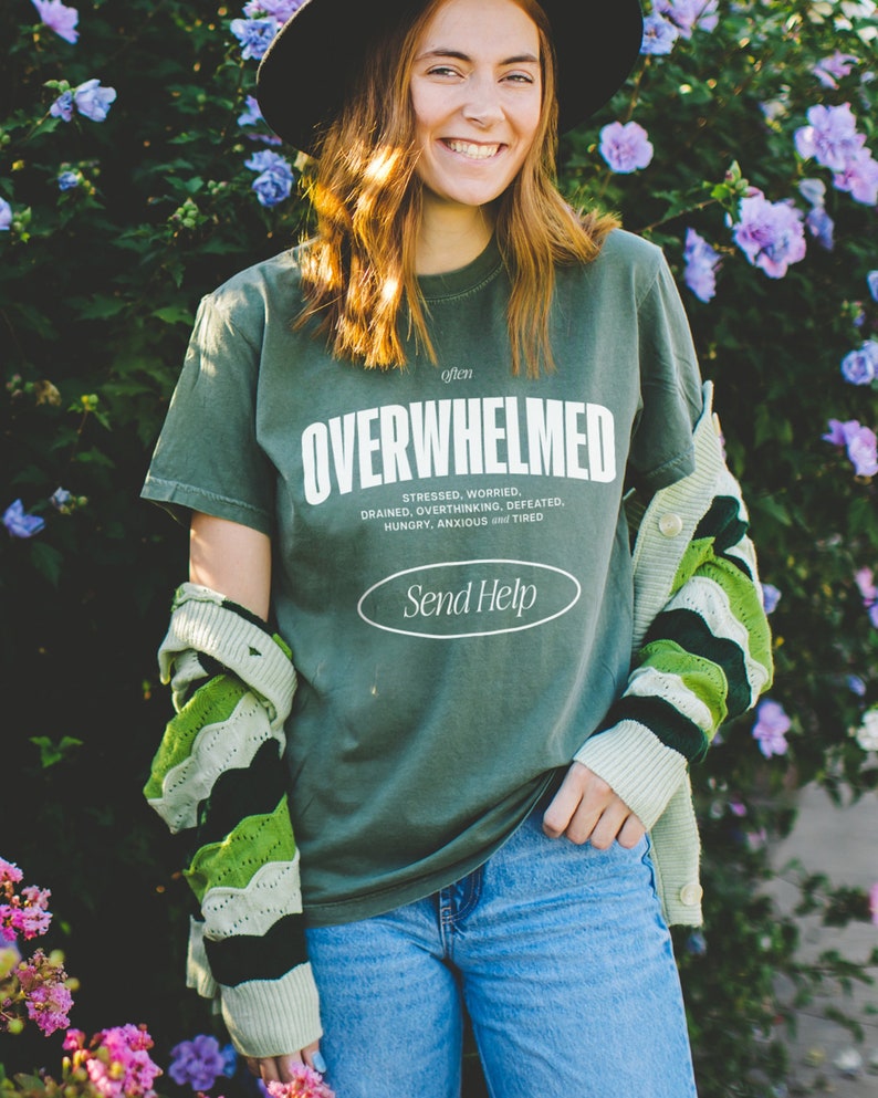 Overwhelmed, Relaxed Tee, Moss image 1