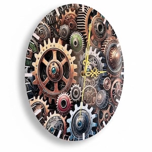 Steampunk Väggklocka 270 mm Industriell Konstdekor MDF Vintage Hemmakontor Retro Klocka