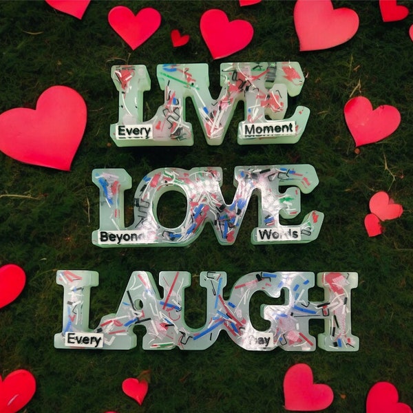 Live Laugh Love Table Sign - Handgemaakte Home Decor - Inspirerend cadeau