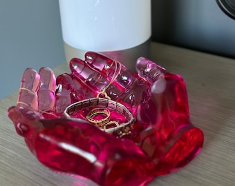 Hand-Shaped Epoxy Resin Jewellery Tray - Customizable Colors - Unique Home Decor.