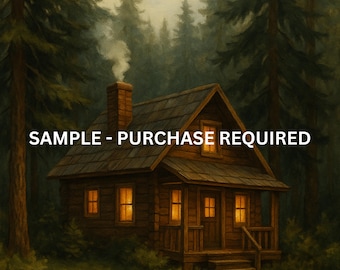 Cozy Cabin in the Woods | All-Season Rustic Nature Painting | Modern Wall Art Decor