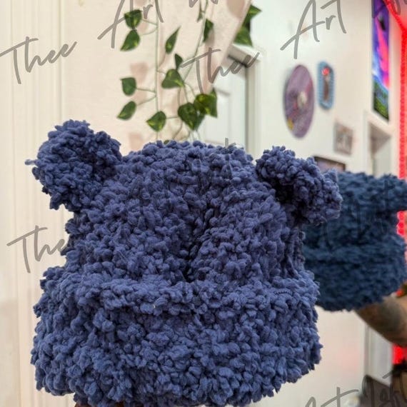 Crochet Teddy Bear Beanie: Fluffy Knit Beanie with Ears