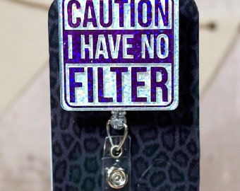 No Filter Retractable Badge Reel - Interchangeable or Permanent Options - Purple Holographic Vinyl
