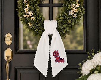 Custom Embroidered Wreath Sash, Monogram Door Decor, Southern Home Accent