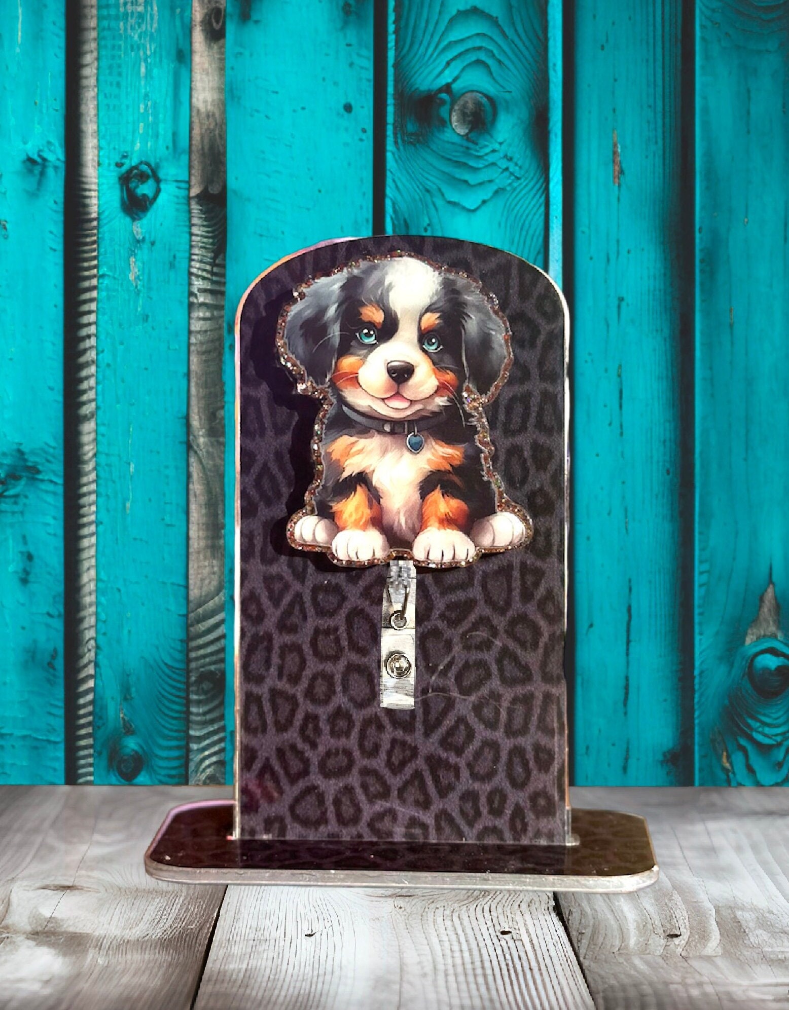 Glitter Bernese Mountain Dog Badge Reel - Cute Dog Mom Vet Tech Gift