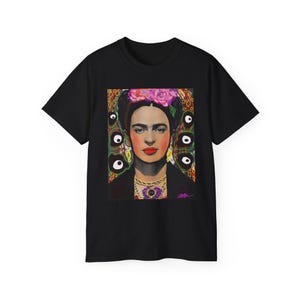 Frida Khalo Cotton Graphic T-Shirt, Men, Women & Unisex Shirts, Retro Modern Boho T-Shirt, Gift Idea for Frida Khalo fans, Size S-3XL