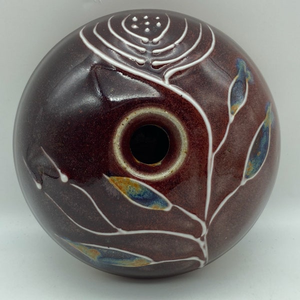 Vintage Studio Art Pottery Oil Lamp Stoneware Signed
