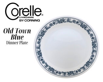 Vaisselle de remplacement Corelle vintage, bleu vieille ville, brun des bois, impressions estivales, assiette à dîner, assiette à déjeuner, soucoupe, saladier