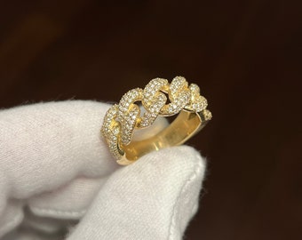 14K ダイヤモンド キューバン I 8.00 MM 幅 マイアミ キューバン 