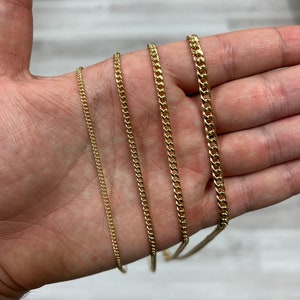 10K Yellow Gold Mini Cuban Link Chain (2mm, 3mm, 3.5mm, 4.5mm) - Solid Yellow Gold, Cuban Link Necklace, Unisex Cuban Link Chain