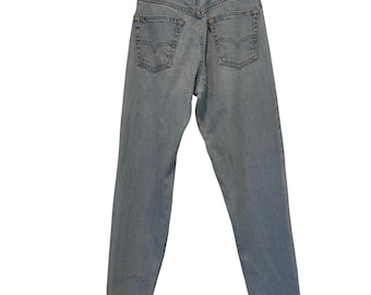 Levis 501 Vintage Light Wash High Waisted Straight Leg Denim Jeans Women Blue