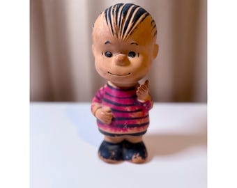 Figura de juguete de goma vintage de Linus Peanuts Gang, años 50 y 60