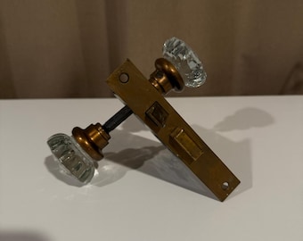 Vintage Glass Doorknob Set Mortise Lock Antique Architectural Salvage Hardware