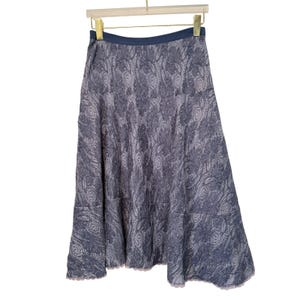 Free People Blå Paisley Spets Midikjol Skimrande Flerskiktad Boho Medium bild 2