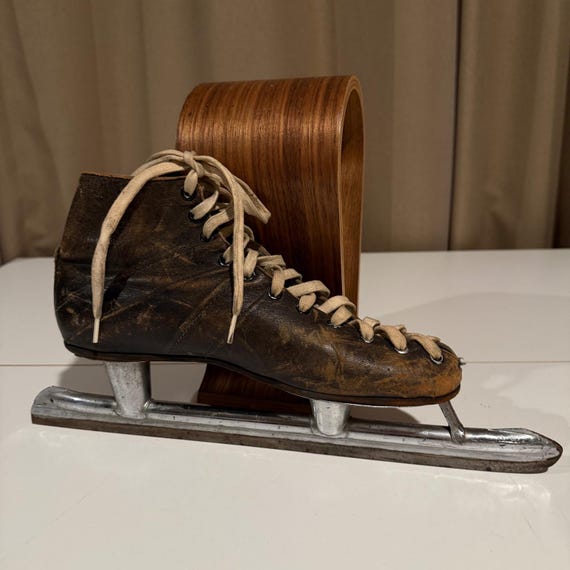 Vintage Leather Ice Skates Mens Womens Figure Skates Retro Decor Display Hockey