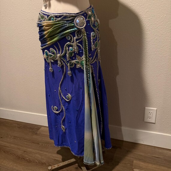 Professional Belly Dance Costume Set Blue Green Beade… - Gem