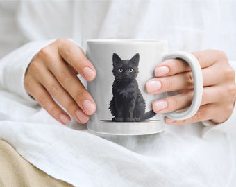 Tazza gatto nero, tazza gatto, regali gatto nero, tazza proprietario gatto, regalo mamma gatto, regalo per papà gatto, tazza da caffè in ceramica gatto nero, tazza proprietario animale domestico