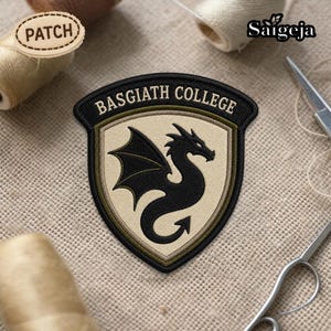 Parche del Colegio de Guerra Basgiath, Parche de FourthWing, Merchandising de FourthWing, Regalo bordado de dragón