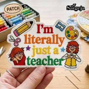 Ms Frizzle Magic School Bus Patch, Jag är bokstavligen bara en lärare Patch, Rolig söt skollärare humor gåva
