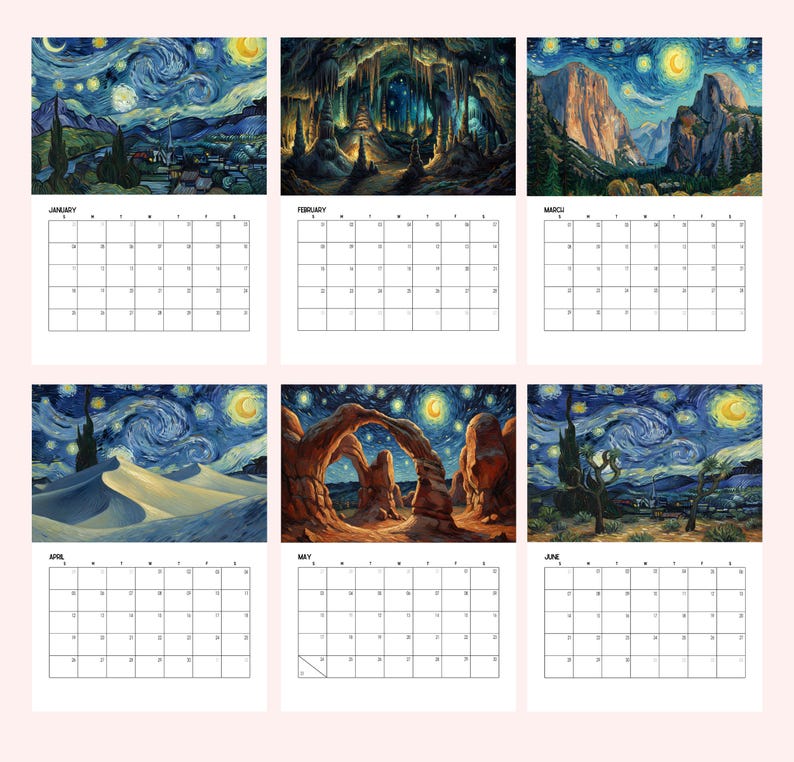 National Park Van Gogh 2026 Calendar - Starry Night Nature Decor - Etsy