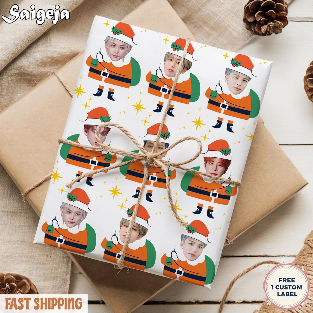 Smas Gift Rapper Cover Kpop Idol Christmas Wrapping Paper, Bias Face Xmas Gift Wrap, K-pop Fan ...