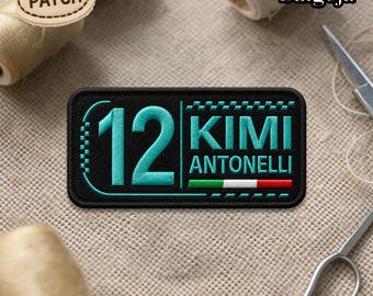 Geborduurde patch nummer 12, teal nummerbadge Racing Team, cadeau vlag motorsportfan