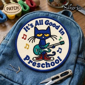 Pete The Cat Groovy Patch, Cat Music Embroidered Patch, Classic Childrens Storybook Character Gift