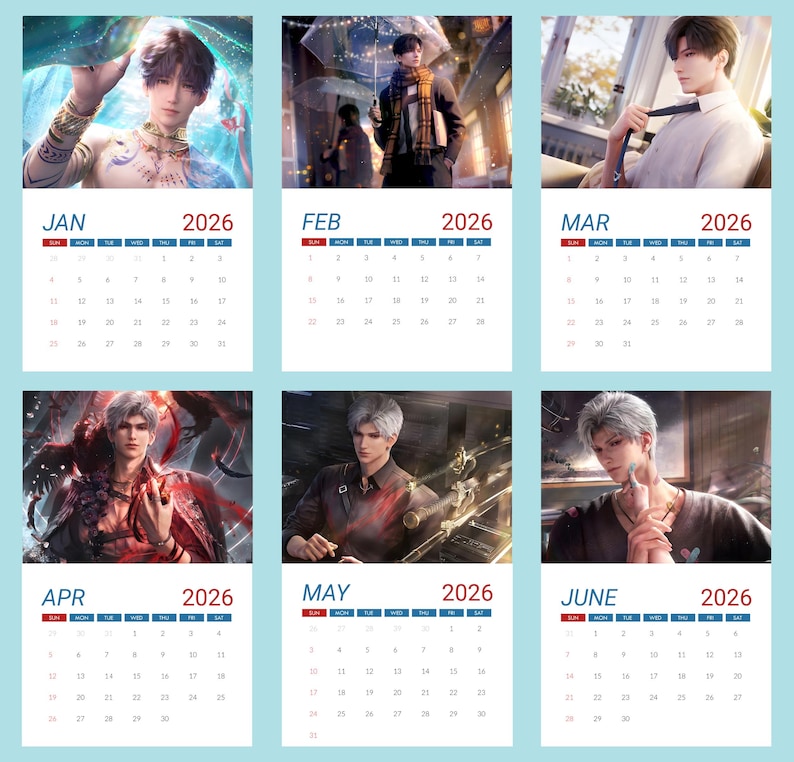 Love And Deepspace 2026 Wall Calendar Sylus Xavier Zayne Rafayel New Il 794xN.7579670587 Fb4h
