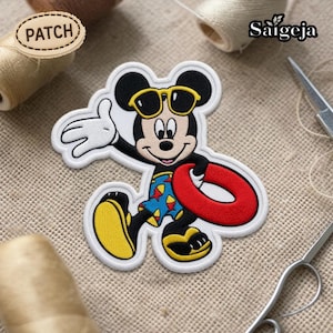 Summer Disney Mickey Pool Float Embroidered Patch, Magical Vacation Mickey Patch, Beach Vacation Gift