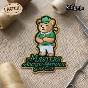 Parche bordado del oso del Masters de golf, insignia termoadhesiva del Augusta National