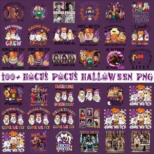 Plus de 100 design Hocus Pocu PNG Bundle, Halloween Png, Sandersonn Sisters Png, Hocuss Pocu Halloween, sorcières Png, Halloween sublimation Bundle