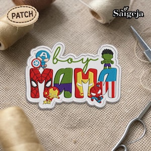 Boy Mama Super Hero Embroidered Patch, Super Mom Lettering Patch, Mom Gift