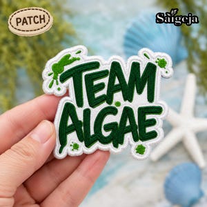 Team Algae Embroidered Patch, Marine Biology Biologist Gift, Trendy Eco Nature Plant Lover Iron On/Sew on