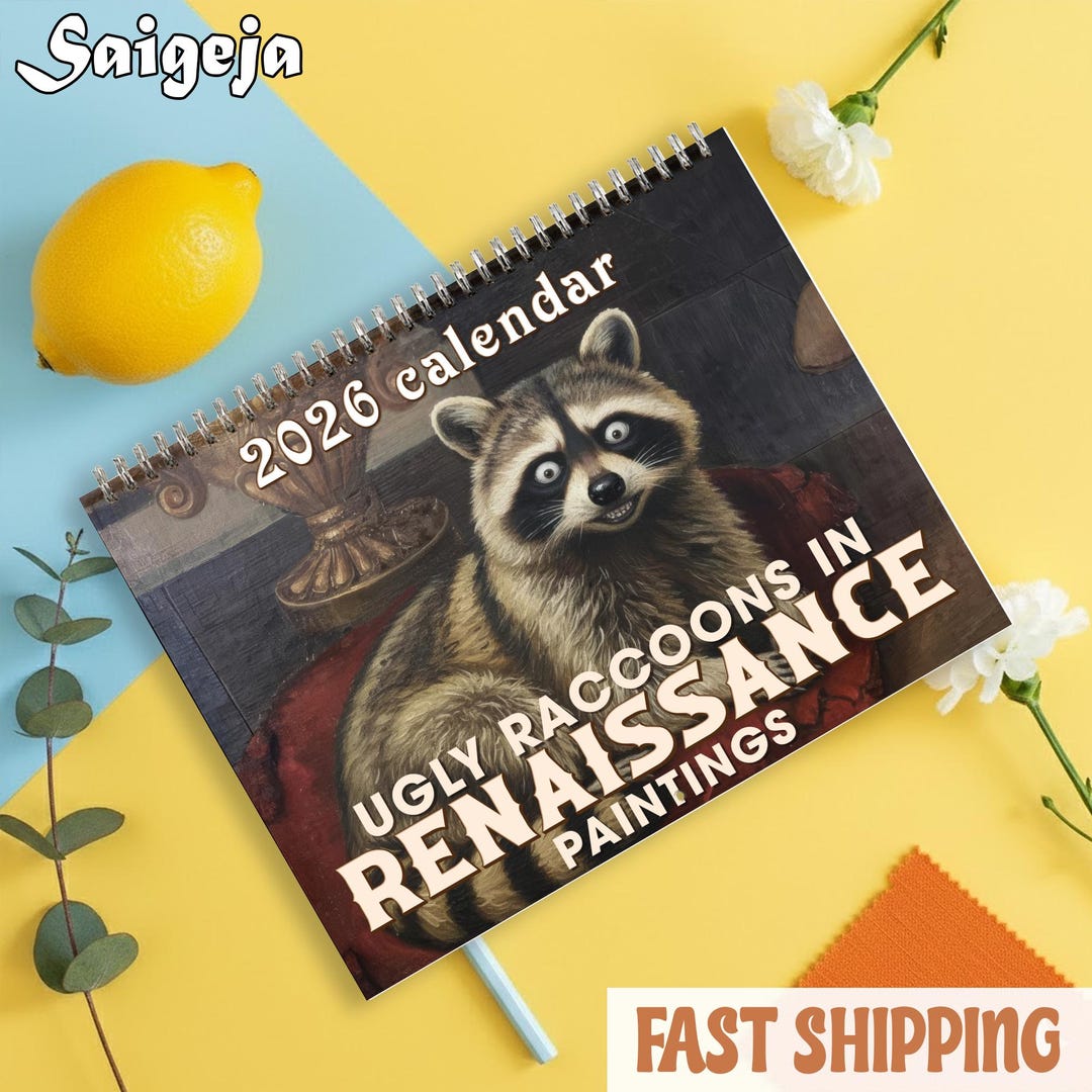 Ugly Raccoon Calendar 2026, Funny Aesthetic Wall Calendar, Ugly Raccoon ...