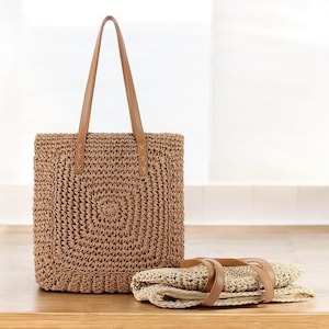 Bolso de hombro de paja tejida a mano/Bolso de hombro de gran capacidad para mujer/Bolso de playa de viaje de rafia/Bolso de mano de verano/Bolso de hombro de regalo para mujer
