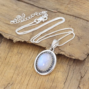 Moonstone Pendant Necklace, Solid Sterling Silver Pendant, Oval Gemstone Pendant, Moonstone Necklace For Her, Best Gift Women&#39;s Necklaces