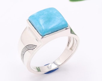 Türkis Ring, Herrenring, Sterling Silber Ring, natürlicher Türkis Edelstein Ring, Herrenring, handgemachter Ring, Ring für ihn, Herrenring
