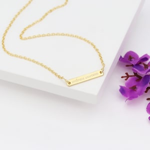 Personalized Bar Necklace, Custom Necklace, Name Engraved Necklace, 18K Gold Plated, Silver Necklace, Necklace For Women Custom Bar Necklace