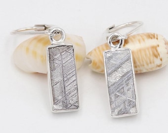 Meteorite Earrings, Solid Sterling Silver Earrings, Earrings for Women, Authentic Natural Meteorite Dangling Earrings, Best Gift for Her