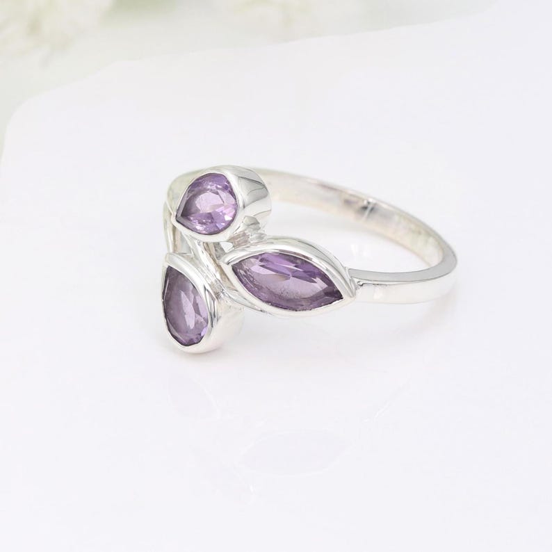Amethyst Ring, 925 Sterling Silver Ring, Statement Ring, February Birthstone Ring, Handmade Silver Ring, Gemstone Silver Ring, Women's Rings